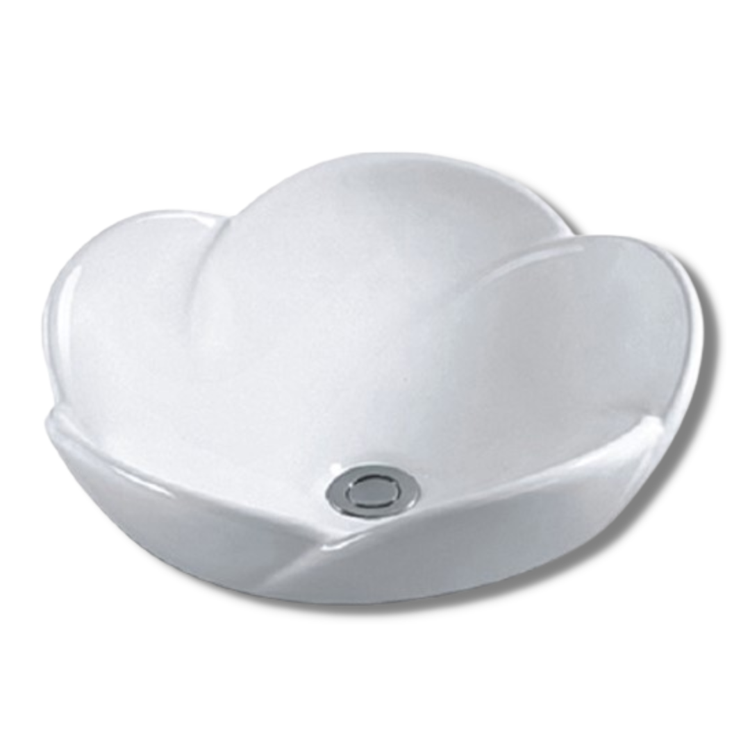 DOCASA Flower Counter Top Wash Basin come with single pre-punched tap hole & cap