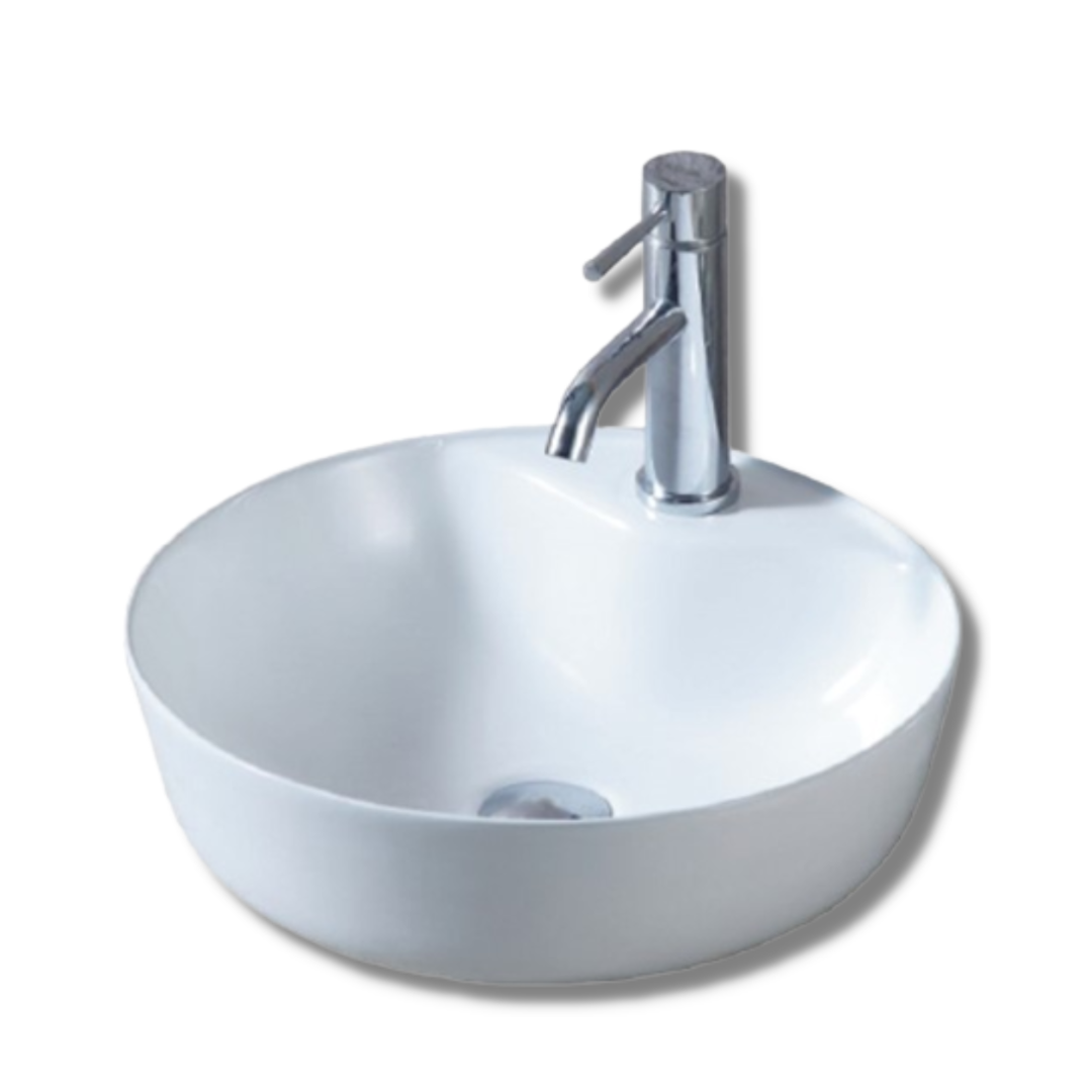 DOCASA Circle Counter Mounting Wash Basin come with single pre-punched tap hole & cap