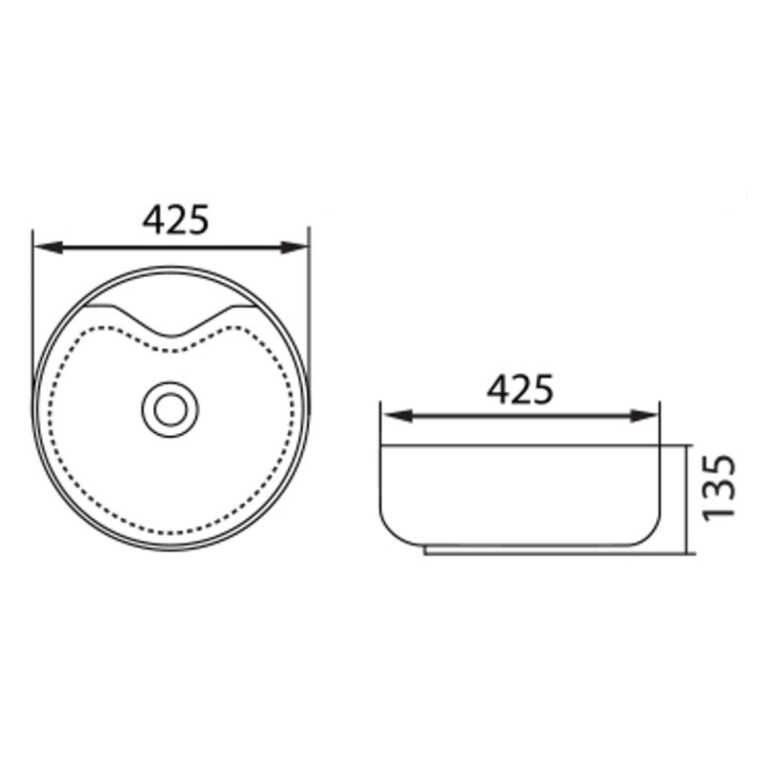 DOCASA Circle Counter Mounting Wash Basin come with single pre-punched tap hole & cap