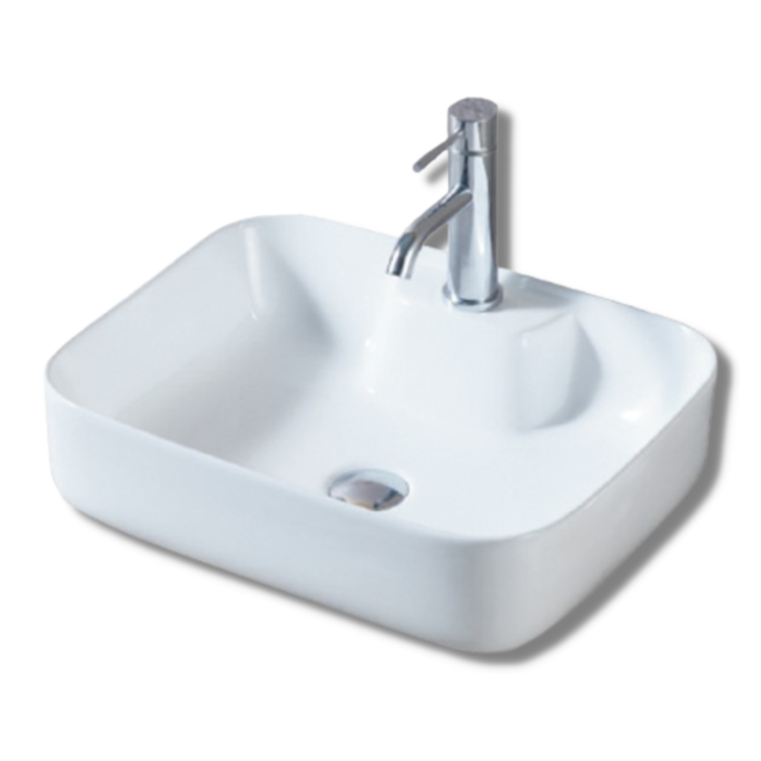 DOCASA Rectangular Counter Mounting Wash Basin come with single pre-punched tap hole & cap