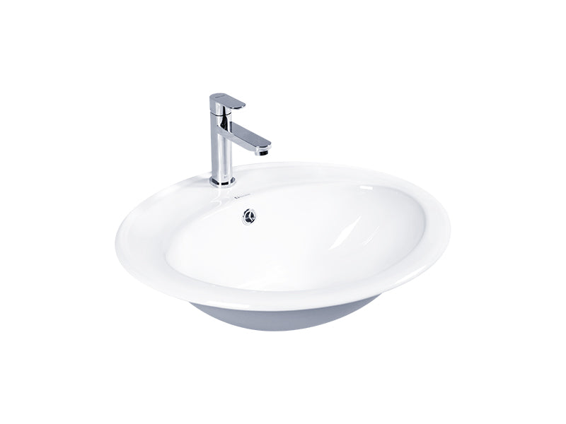 DOCASA 485mm Self Rimming Wash Basin come with single pre-punched tap hole, overflow & cap