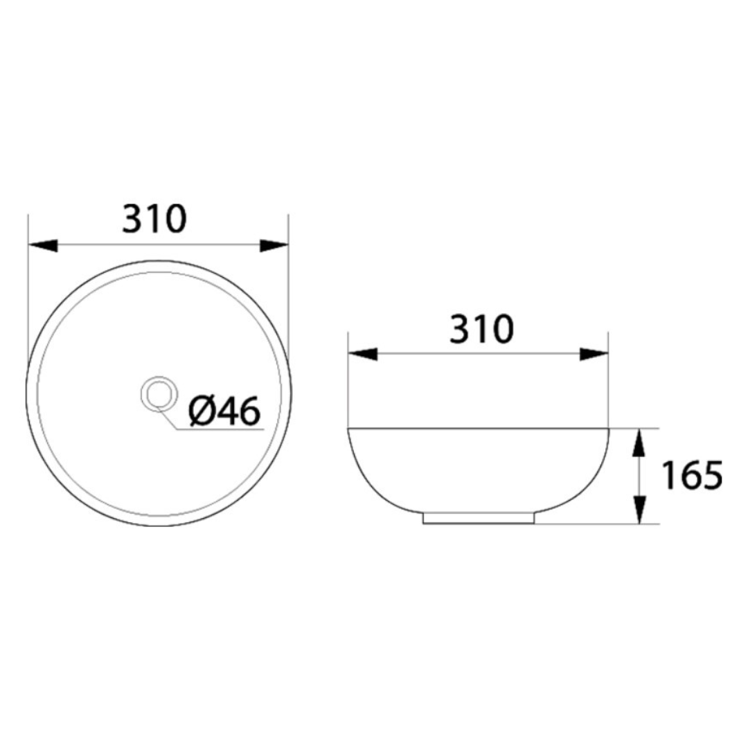 DOCASA White Round Counter Top Wash Basin