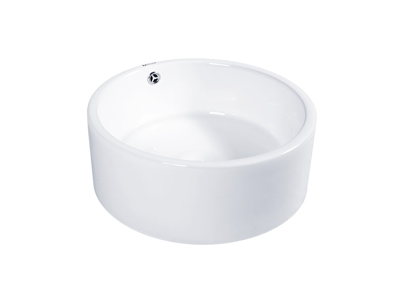 DOCASA White Round Counter Top Wash Basin come with overflow & cap