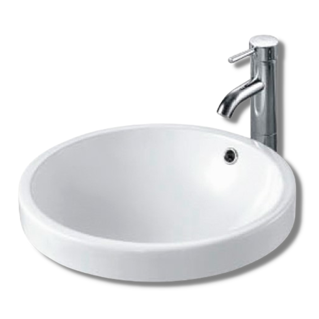 DOCASA Circle Counter Top Wash Basin come with single pre-punched tap hole, overflow & cap