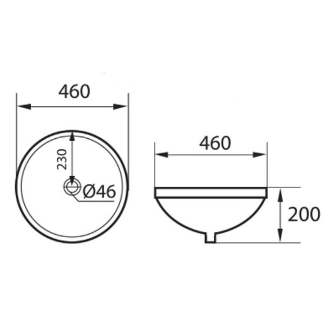 DOCASA Circle Counter Top Wash Basin come with single pre-punched tap hole, overflow & cap