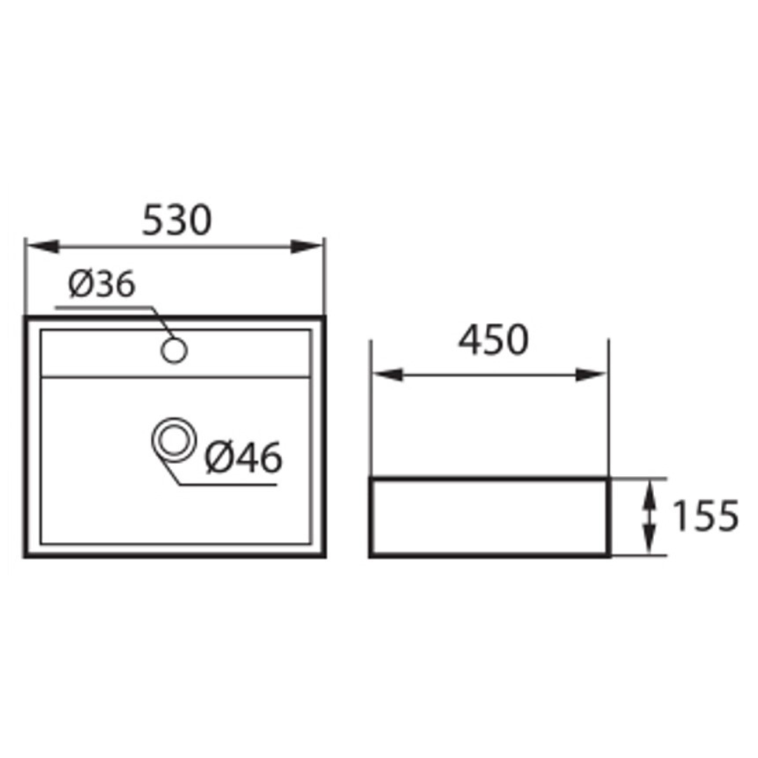 DOCASA 530mm Counter Top Wash Basin come with single pre-punched tap hole, overflow & cap