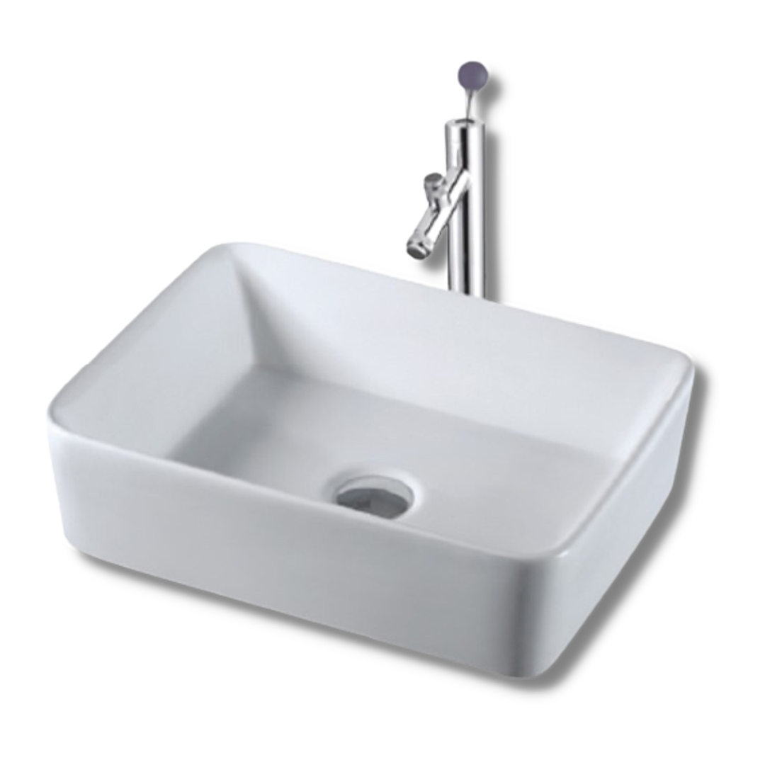 DOCASA 485mm Counter Top Wash Basin come with single pre-punched tap hole & cap