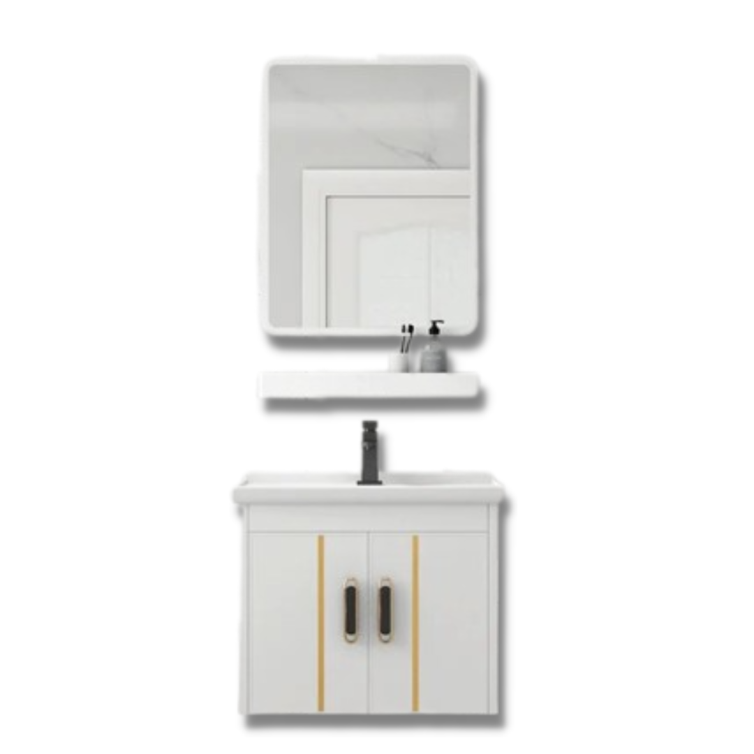 DOCASA 500mm White Wall Hung Aluminum Basin Cabinet Set