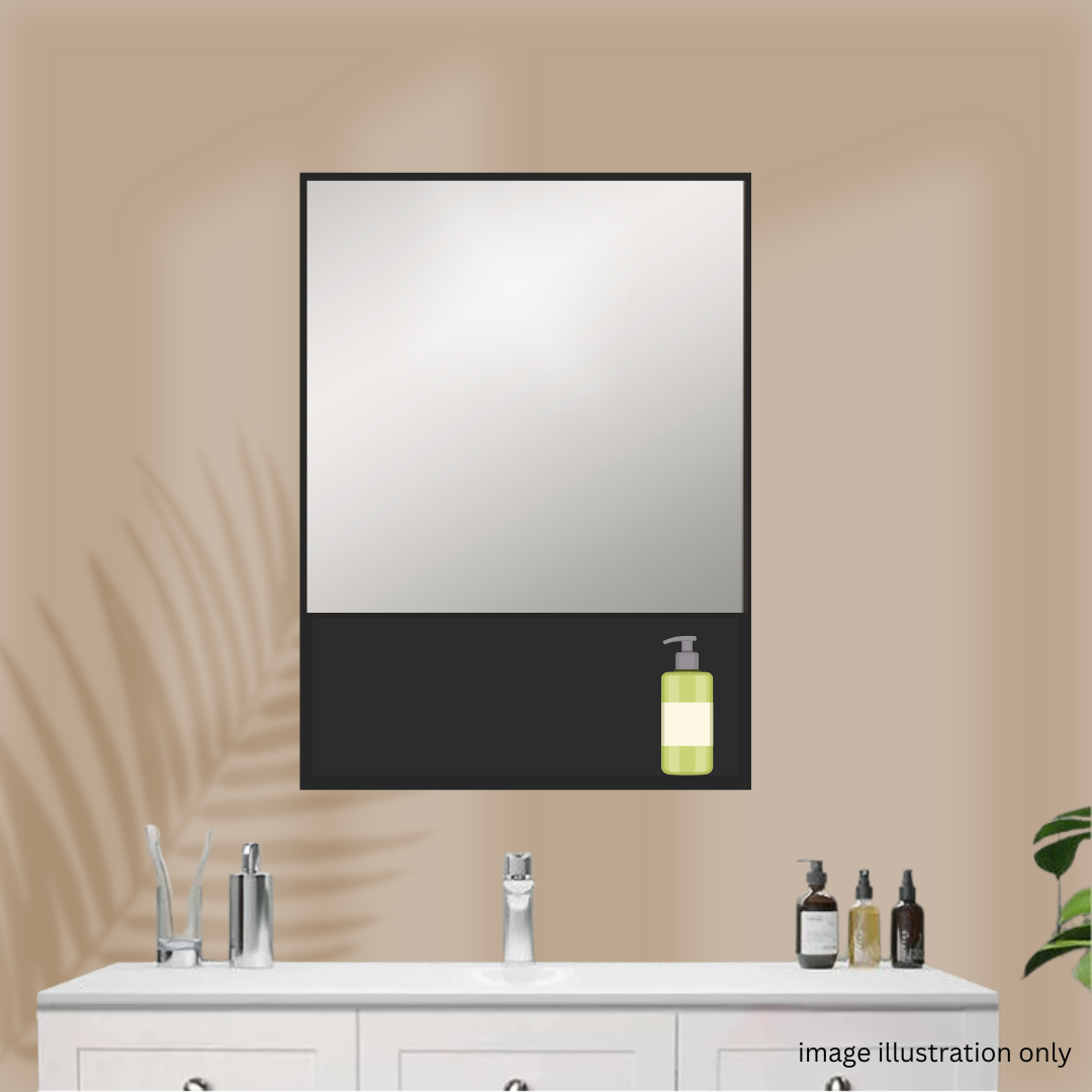 DOCASA 620mm Black Bathroom Mirror Cabinet