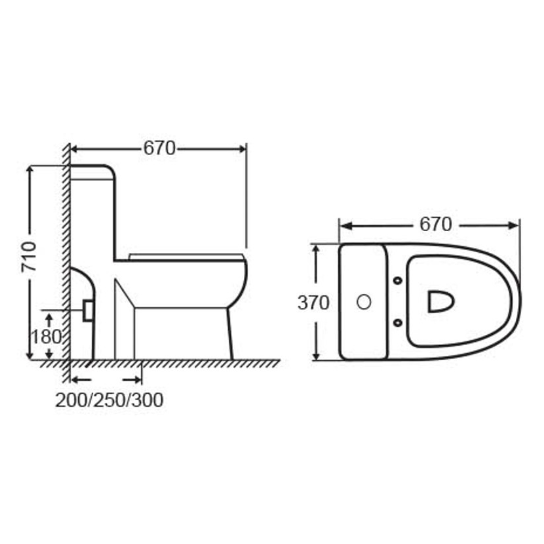 DOCASA One Piece Washdown Water Closet come with Dual Flush