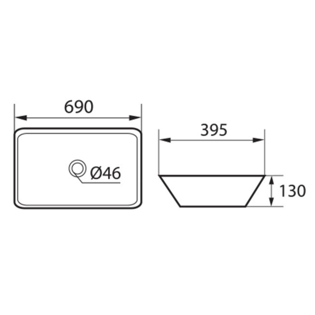 DOCASA Rectangular Counter Top Wash Basin come with single pre-punched tap hole & cap