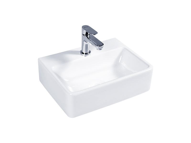 DOCASA Square Counter Top Wash Basin come with single pre-punched tap hole & cap