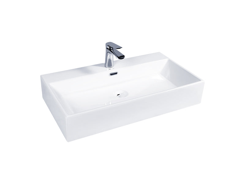 DOCASA White Counter Top Wash Basin come with single pre-punched tap hole, overflow & cap