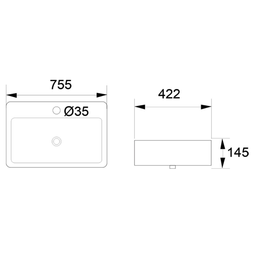 DOCASA White Counter Top Wash Basin come with single pre-punched tap hole, overflow & cap