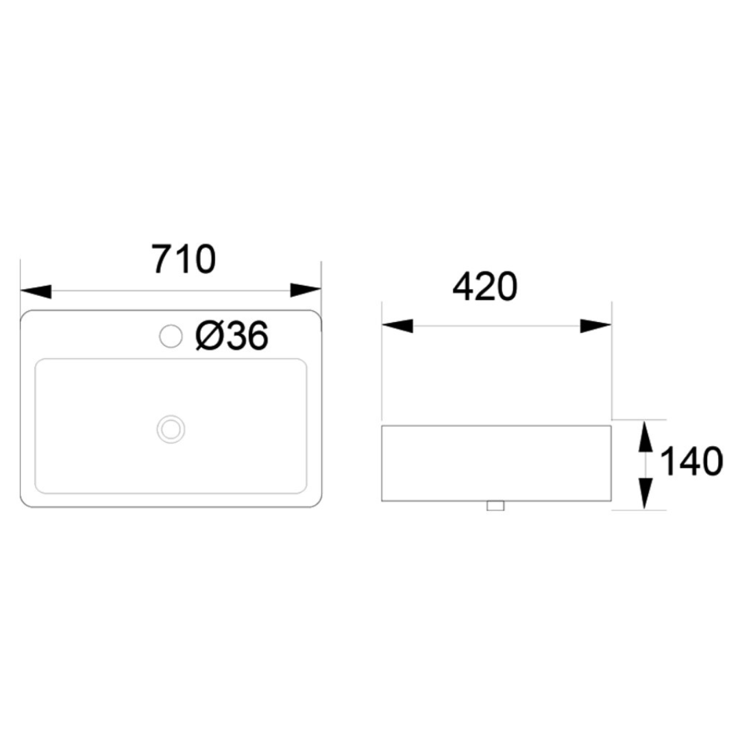 DOCASA Counter Top Wash Basin come with single pre-punched tap hole, overflow & cap