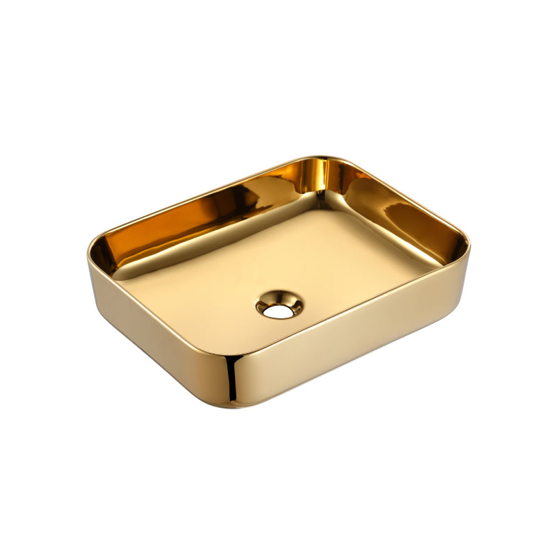 SORENTO 500mm Gold Square Counter Mounting Wash Basin come with single pre-punched tap hole