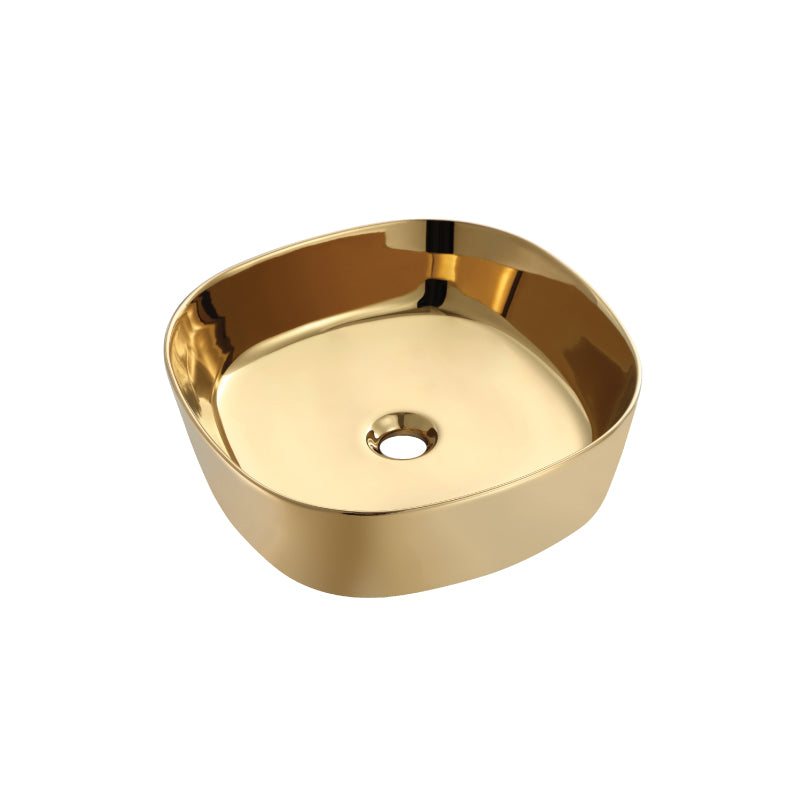 SORENTO 440mm Gold Oval Counter Mounting Wash Basin come with single pre-punched tap hole