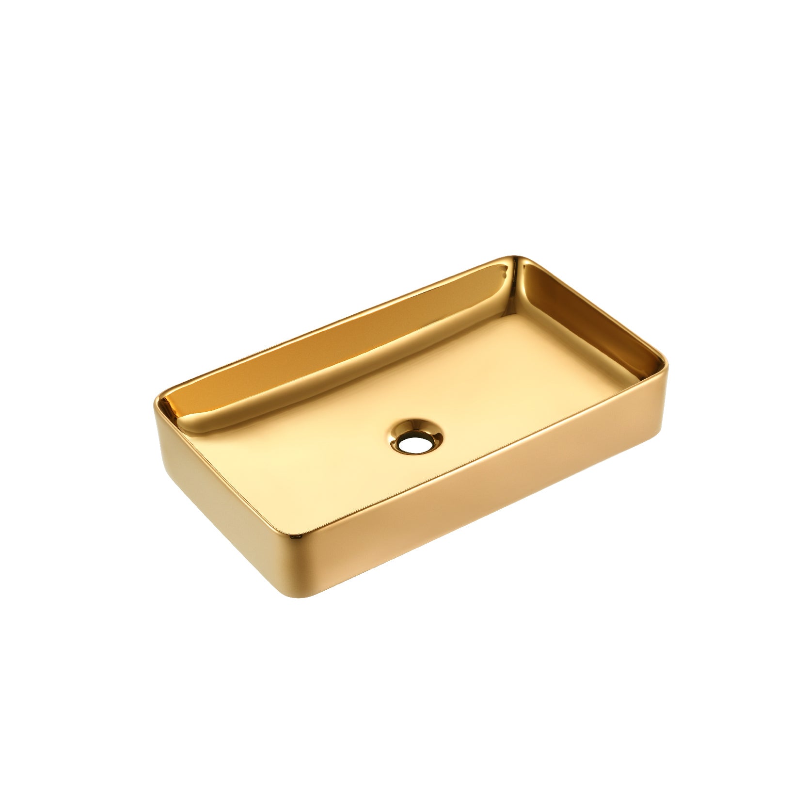 SORENTO 610mm Gold Rectangle Counter Mounting Wash Basin come with single pre-punched tap hole