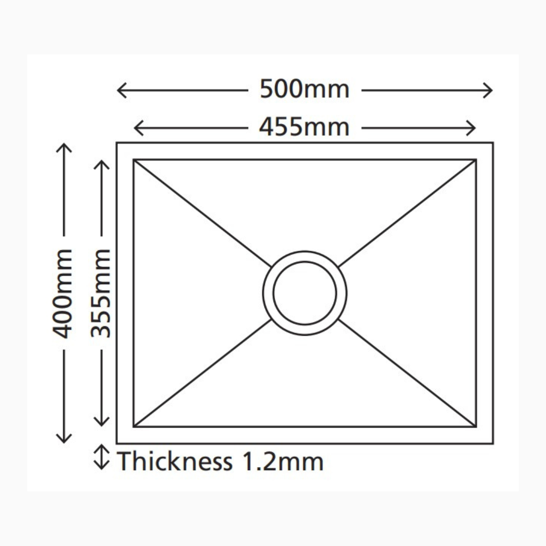 ARTE 500mm Stainless Steel Silver Single Kitchen Sink