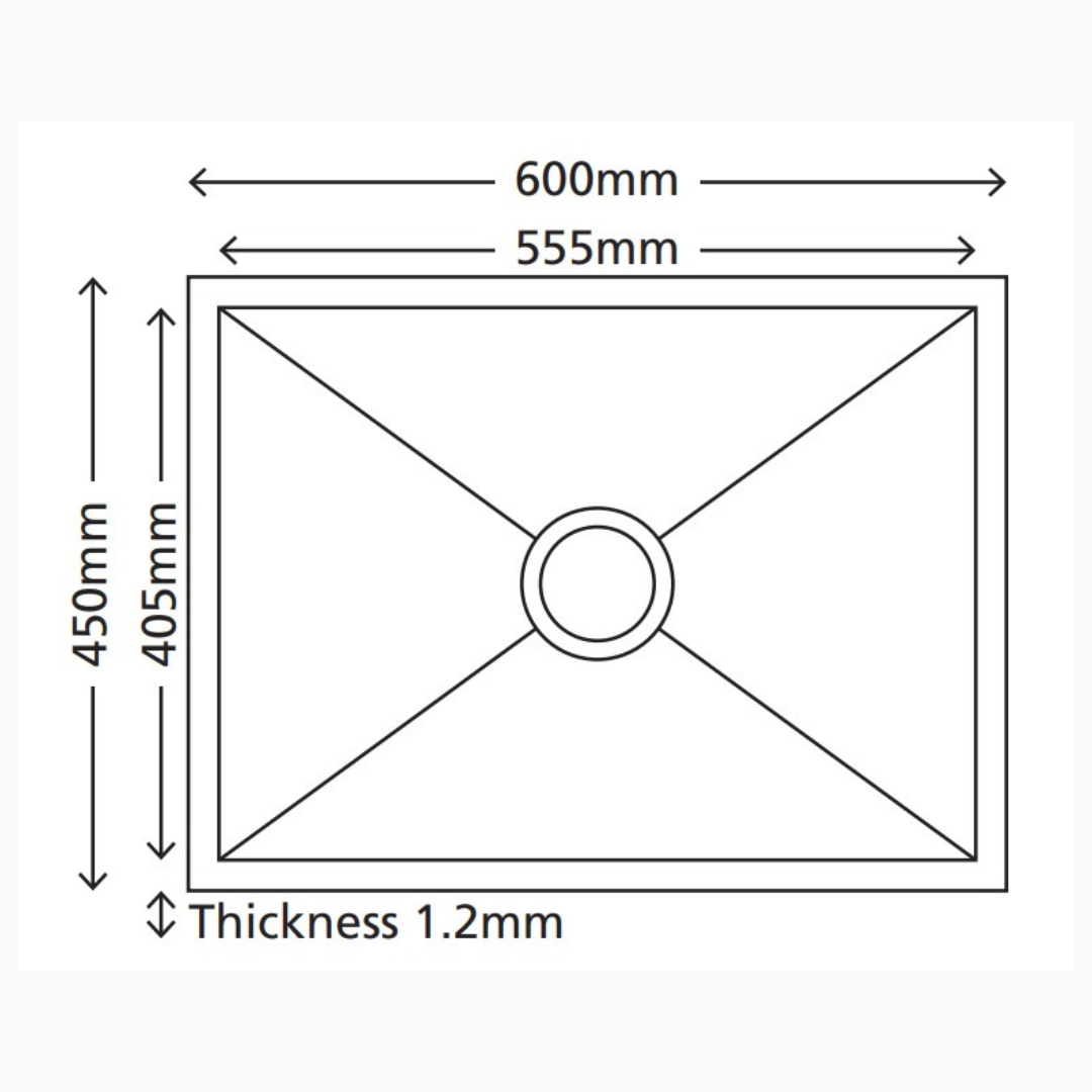 ARTE 600mm Stainless Steel Silver Single Kitchen Sink