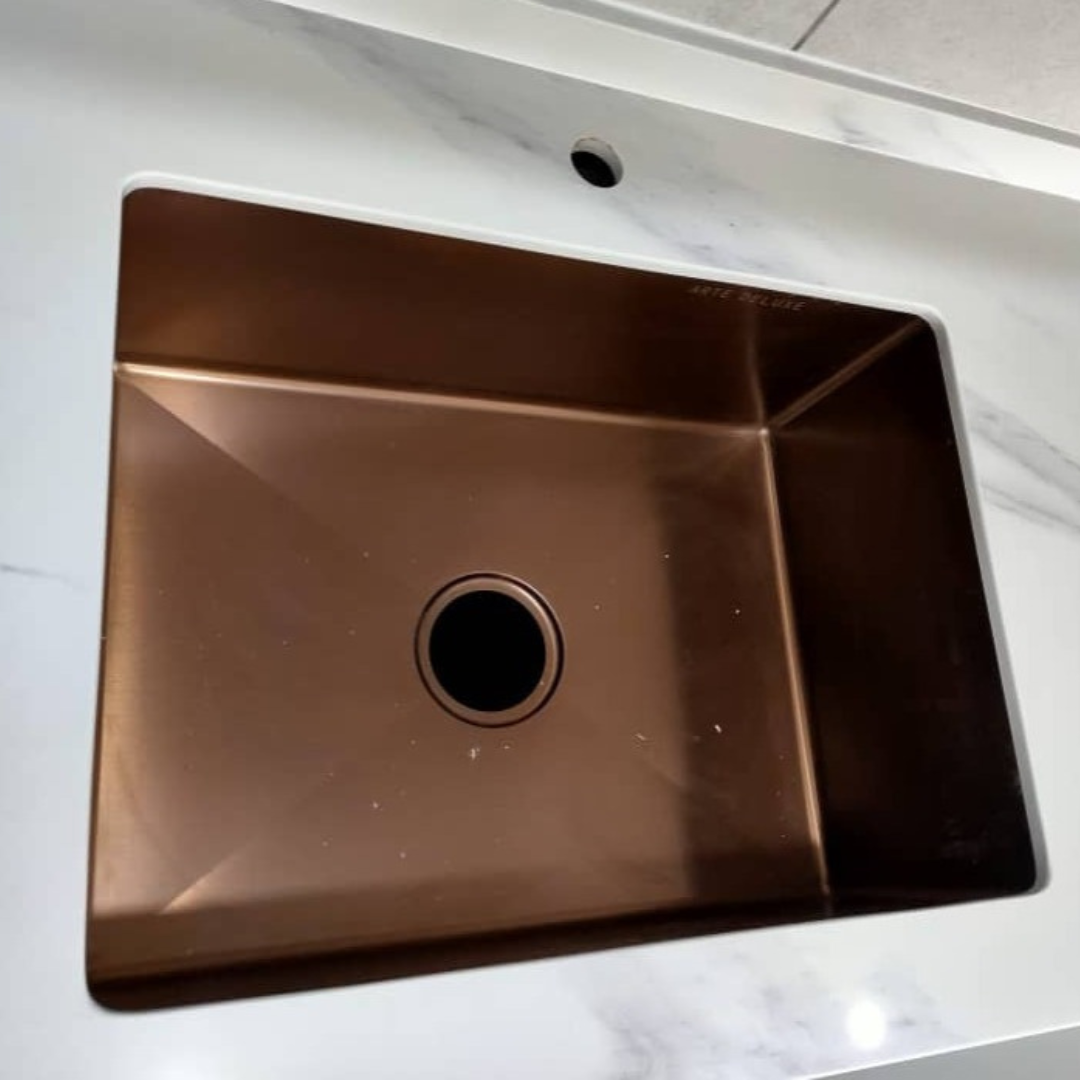 ARTE 600mm Stainless Steel Rose Gold Nano Handmade Sink - Single Bowl