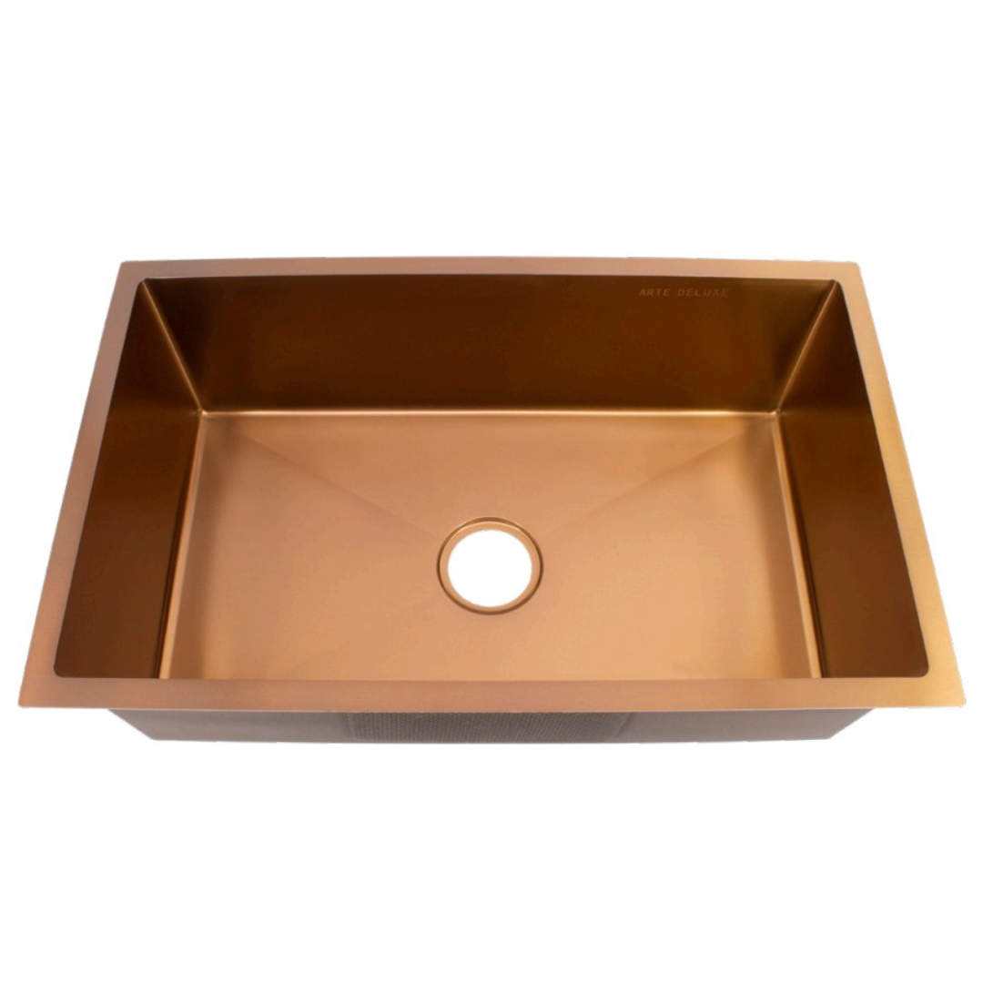 ARTE 750mm Stainless Steel Rose Gold Nano Handmade Sink - Single Bowl