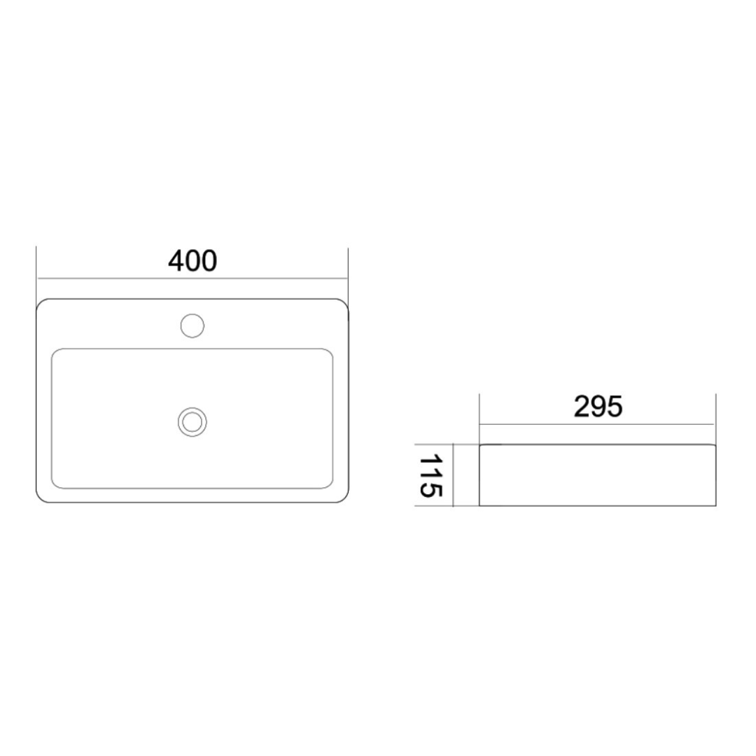 DOCASA Square Counter Top Wash Basin come with single pre-punched tap hole & cap