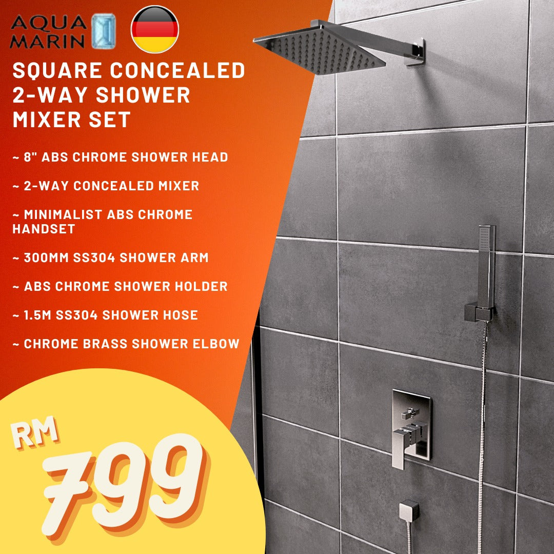 Concealed Shower Mixer Set Square